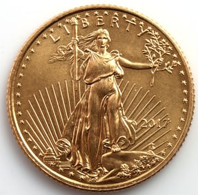 2017 GOLD 1/10 OZT OUNCE AMERICAN EAGLE BU COIN