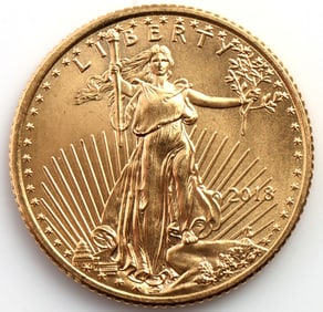 2018 GOLD 1/10 OZT OUNCE AMERICAN EAGLE BU COIN