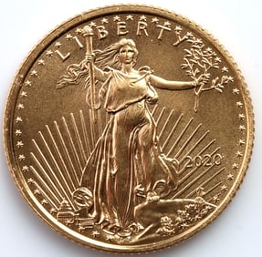 2020 GOLD 1/10 OZT OUNCE AMERICAN EAGLE BU COIN