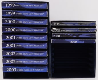 LOT 12 PROOF & STATE QUARTER SET LOT 1999 TO 2003