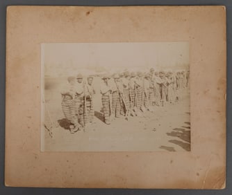 PHOTOGRAPH OF A CHAIN GANG WITH INSCRIPTION