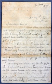 1882 LETTER BROWNSVILLE TENN YELLOW FEVER OUTBREAK