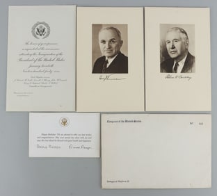 1949 TRUMAN INAUGURATION INVITE & REAGAN BIRTHDAY