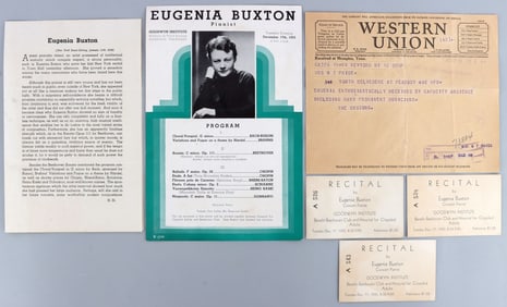 EUGENIA BUXTON MEMPHIS PIANIST 1935 EPHEMERA LOT