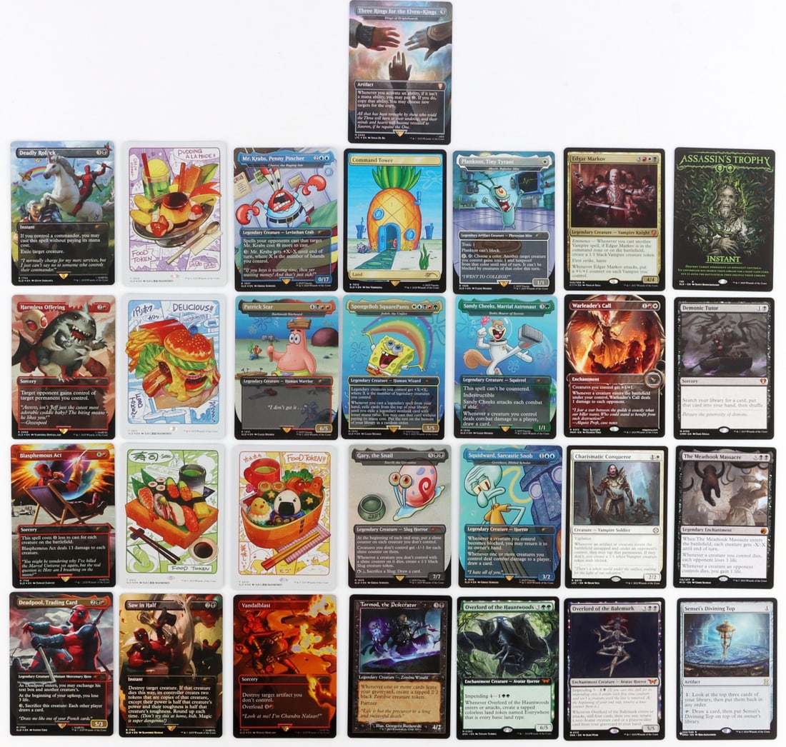 DEALERS PREMIUM SELECTION OF MAGIC CARDS: A dealer's selection of fine premium Magic cards, many never played and in very fine to near mint condition. Includes: Sensei's Divining Top, the Meathook Massacre, Warleader's Call, Edgar Markov, Cha