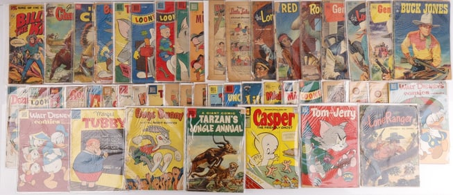 LOT OF 65 DELL GOLDEN AGE 10 CENT COMIC BOOKS