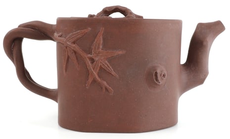 CHINESE YIXING ZISHA TREE TRUNK PURPLE CLAY TEAPOT