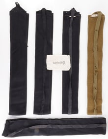 4 JAPANESE KIMONO SASH LOT BLACK MOURNING & GREEN