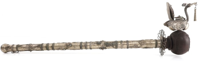 PAKTONG OPIUM PIPE WITH PEACOCK BOWL WITH BLADE
