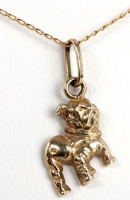 14K YELLOW GOLD BULLDOG NECKLACE GEORGIA UGA