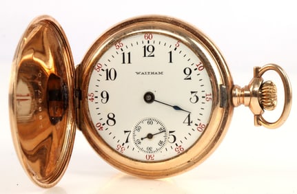 WALTHAM SEASIDE GOLD FILL POCKET WATCH