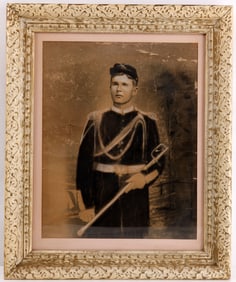 ORIGINAL 1864 CIVIL WAR OFFICER DRAWING ON CANVAS