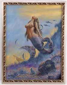 VON TIPTON 1946-2002 OIL PAINTING OF A MERMAID
