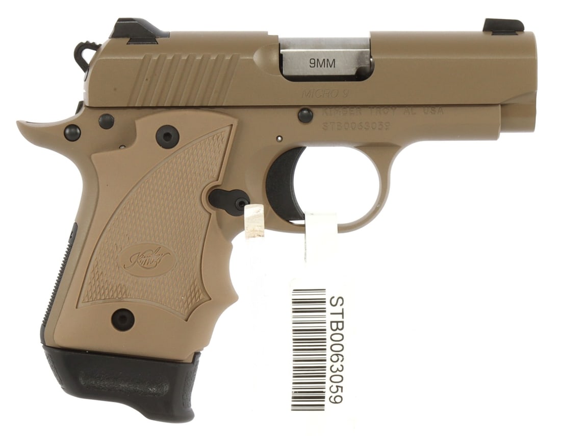 KIMBER MICRO 9 9MM SEMI AUTOMATIC PISTOL NEW BOXED: New in box. 7 plus 1 magazine. Boxed with manual, with range bag. FFL transfer required. No international shipping. Know your state laws before bidding. Caliber: 9 mm . Serial number: STB0063059 . Mod
