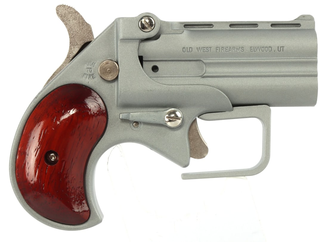 OLD WEST SHORT BORE GUARDIAN 380 ACP DERRINGER NIB: New in box. Old West Firearms Short Bore Guardian over-under derringer pistol. Satin nickel finish with rosewood grips. FFL required for transfer. No international shipping. Know your state's firearm 