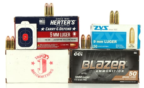200 ROUND MIX BRAND 9 MM 115 & 124 GRAIN AMMO LOT