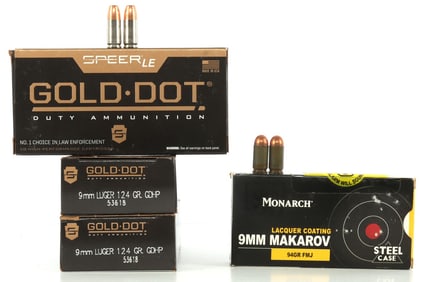200 LOT OF 150 ROUNDS 9MM LUGER & 50 ROUNDS 9MM MAKAROV