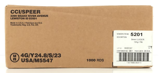 CCI SPEER 1000 ROUNDS OF 9MM 124 GRAIN AMMUNITION