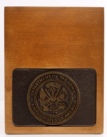 U.S. ARMY SEAL ON 5 1/2 X 6 1/2 INCH BRASS PLINTH