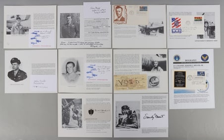 WWII SIGNATURES FROM TEN ARMY AIR CORPS ACES