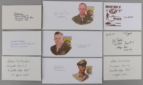 LOT OF 8 WWII US DOOLITTLE RAIDERS SIGNATURES
