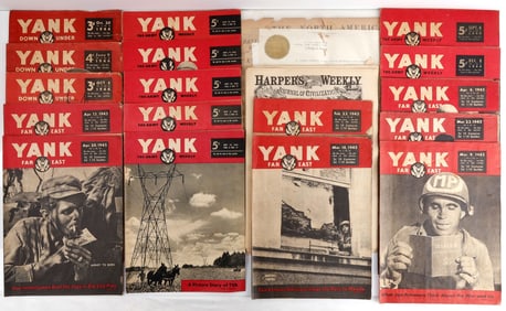 CIVIL WAR HARPER'S WEEKLY & WWII YANK MAGAZINE LOT