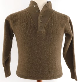WWII US ARMY 5-BUTTON HIGH NECK WOOL JEEP SWEATER