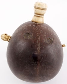 CARVED COCONUT & BONE CANTEEN FLASK
