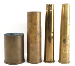 LOT 4 WWII ORDNANCE BRASS ARTILLERY SHELL CASINGS
