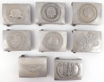LOT OF 8 WWII GERMAN THIRD REICH BELT BUCKLES