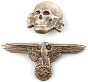 WWII GERMAN REICH SS VISOR SET TOTENKOPF AND EAGLE