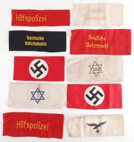 LOT OF 10 WWII GERMAN THIRD REICH ARMBANDS