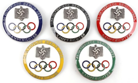 5 WWII GERMAN THIRD REICH OLYMPICS JUDGE BADGE LOT