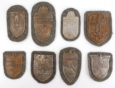LOT OF 8 WWII GERMAN THIRD REICH CAMPAIGN SHIELDS