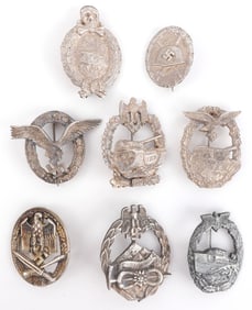 LOT OF 8 WWII GERMAN THIRD REICH BADGES & MEDALS