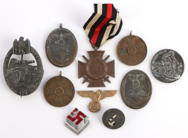 LOT OF 10 WWII GERMAN REICH MEDALS & BADGES