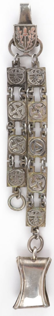 WWII GERMAN THIRD REICH HANGER FOR AN NSFK DAGGER: Hanger for an NSKK dagger. Links on chain are single-sided. 13.5 inch total length. Unauthenticated, sold "as is."