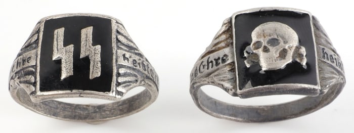 LOT OF 2 WWII GERMAN RING TOTENKOPF AND SS RUNES