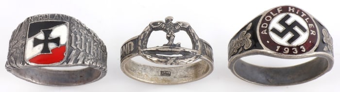 LOT 3 WWII GERMAN THIRD REICH ADOLF HITLER RINGS