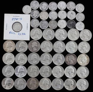 90% SILVER U.S. COIN LOT MIX $10 FACE VALUE: Mix of 90% silver dimes and Washington quarters. Unsearched. This lot reserves at melt.
