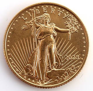 2023 GOLD 1/10 OZT OUNCE AMERICAN EAGLE BU COIN: Brilliant Uncirculated. This lot reserves at melt.
