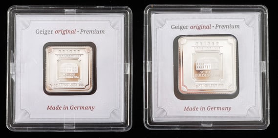 LOT OF 2 GEIGER EDELMETALLE 5 GRAM EACH BARS