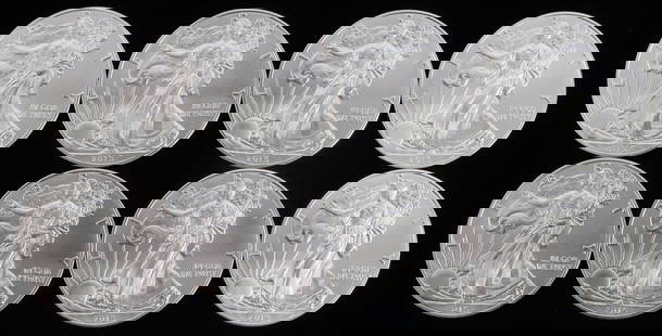 LOT 8 SILVER AMERICAN EAGLE .999 FINE 1 OZT COINS: Lot of EIGHT (8). Brilliant uncirculated. All mixed dates. This lot reserves at melt.
