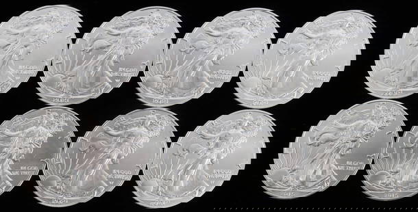 LOT 8 SILVER AMERICAN EAGLE .999 FINE 1 OZT COINS: Lot of EIGHT (8). Brilliant uncirculated. All mixed dates. This lot reserves at melt.