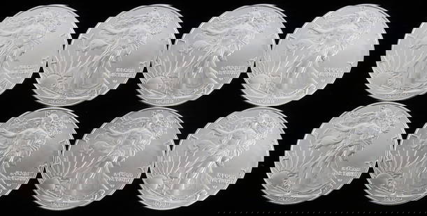 LOT 8 SILVER AMERICAN EAGLE .999 FINE 1 OZT COINS: Lot of EIGHT (8). Brilliant uncirculated. All mixed dates. This lot reserves at melt.