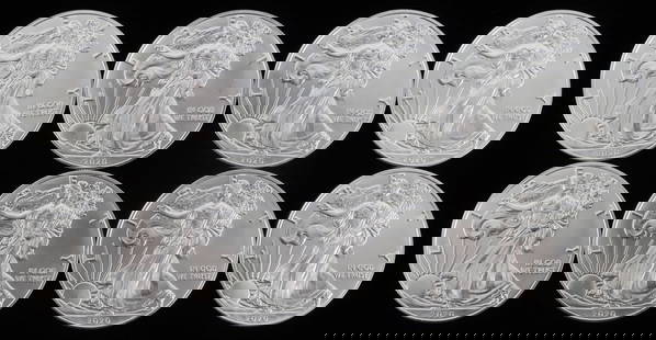 LOT 8 SILVER AMERICAN EAGLE .999 FINE 1 OZT COINS: Lot of EIGHT (8). Brilliant uncirculated. All mixed dates. This lot reserves at melt.