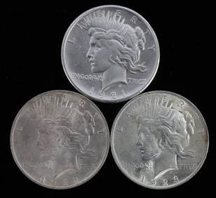 LOT OF 3 1921 PEACE DOLLAR KEY DATE 1922 & 1923