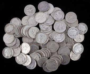 90% SILVER ROOSEVELT DIME LOT $10 FACE VALUE