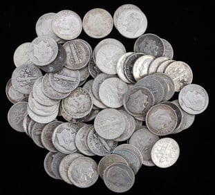 LOT OF SILVER MERCURY & ROOSEVELT DIMES $8.50 FACE
