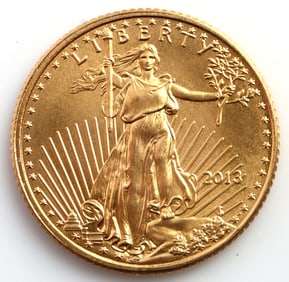2013 GOLD 1/10 OZT OUNCE AMERICAN EAGLE BU COIN